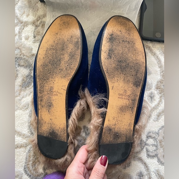 Authentic Gucci Softy Velvet Loafers Cobalt Blue size 36 - Picture 8 of 14